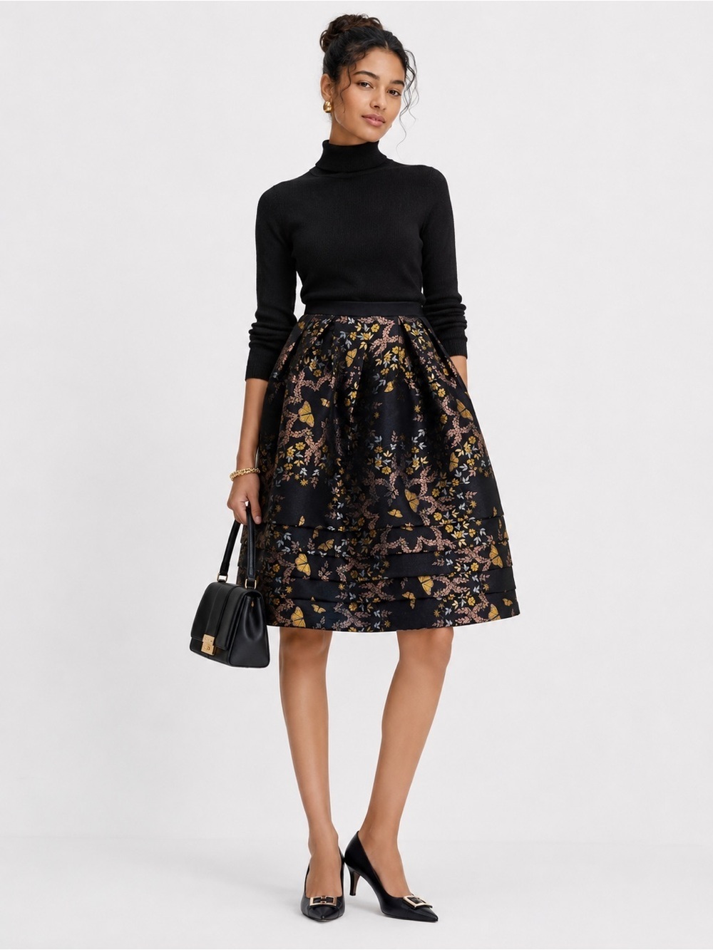 Ted Baker London Dotalle Kyoto Garden Jacquard Midi Skirt Sz 2